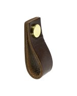 Håndtak Loop - Lær Brun / Messing - Beslag Design