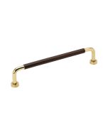 Lounge Håndtak - Polert Messing / Brun Lær - 160 mm - Furnipart